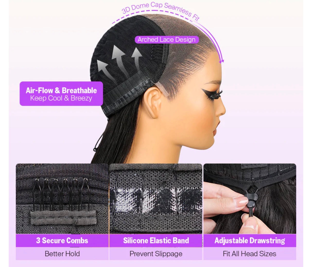 Perruque sans col HD